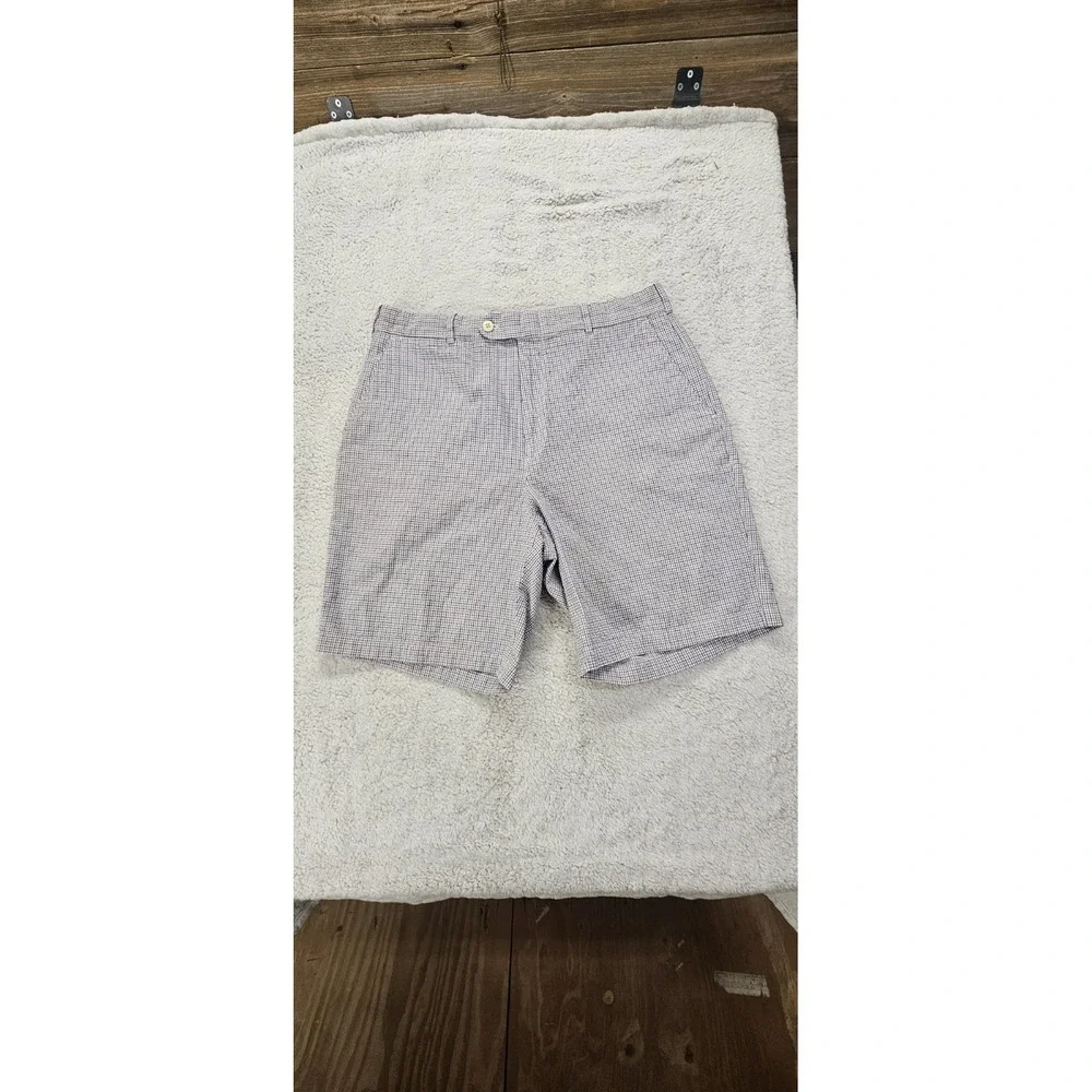 Peter Millar Mens Size‎ 34 Gray Purple Seersucker Featherweight Golf Shorts 9 In